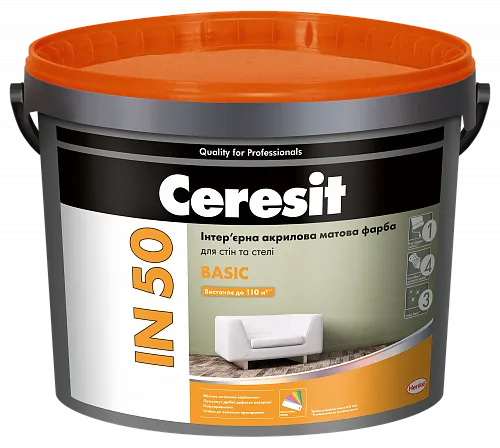 Interior acrylic matte paint Ceresit IN 50 BASIC Base A