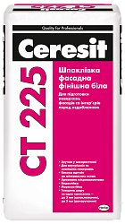 Шпаклевка фасадная финишная (белая), слой до 3 мм. Ceresit CT 225 (белая)