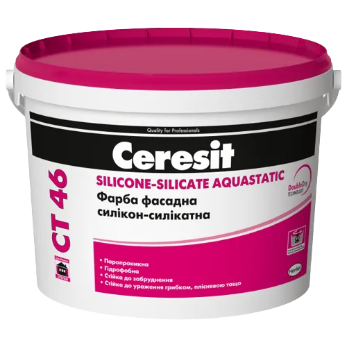 Silicone-silicate facade paint Ceresit CT 46 SIL-SIL AQUASTATIC Base C