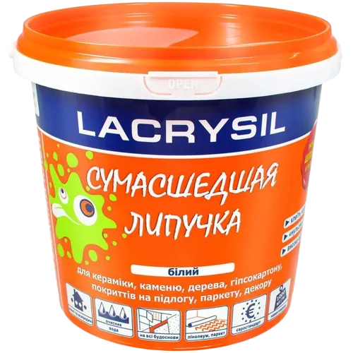 Клей монтажный акриловый Lacrysil Сумасшедшая липучка, белый, 1.2 кг 