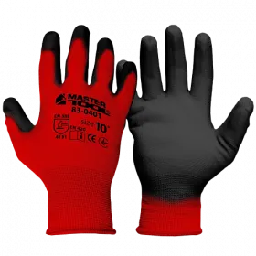 Перчатки Master Tool, трикотажные бесшовные, нитриловое покрытие, р.10, красно-черные